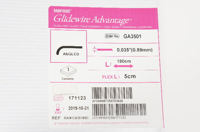 Terumo GA3501 Radiofocus Glidewire Advantage, Angled 0.035inch x 180cm (x)